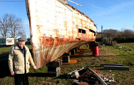 Mr. Drewer at the bow